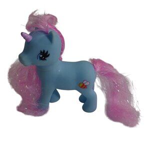 Gi-Go Pony Wonder Blue Unicorn Toy Figure With Pink Hair and Bee